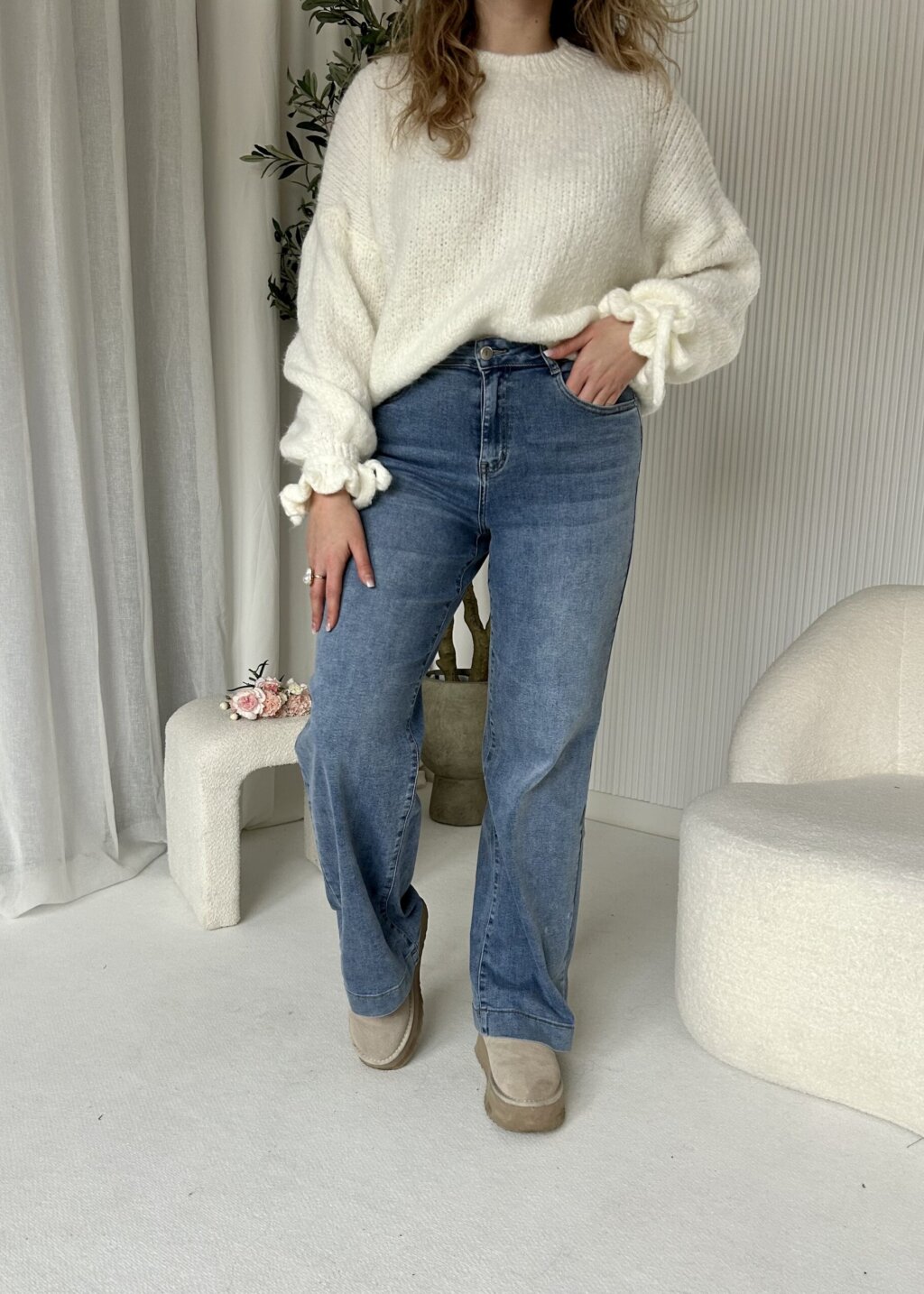 SPODNIE JEANSY WIDE LEG