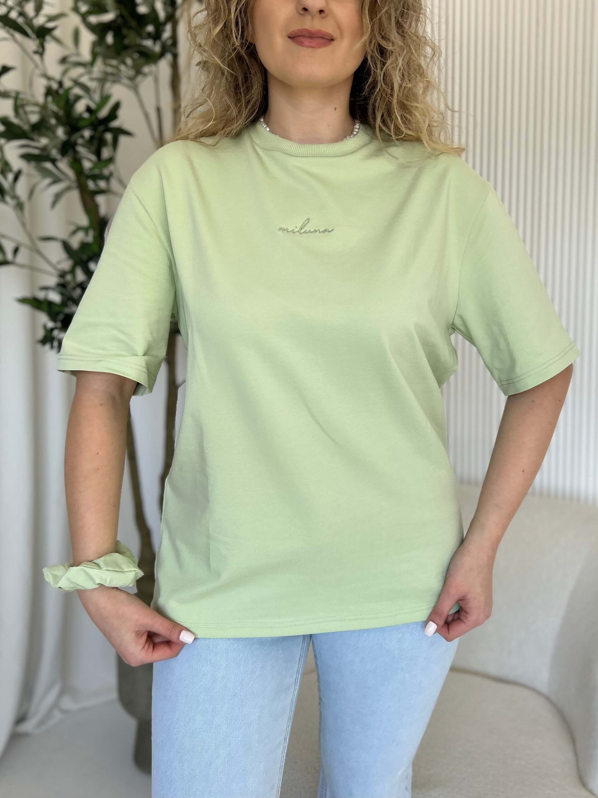 T- SHIRT MILUNA OVERSIZE pistacja - obrazek 3