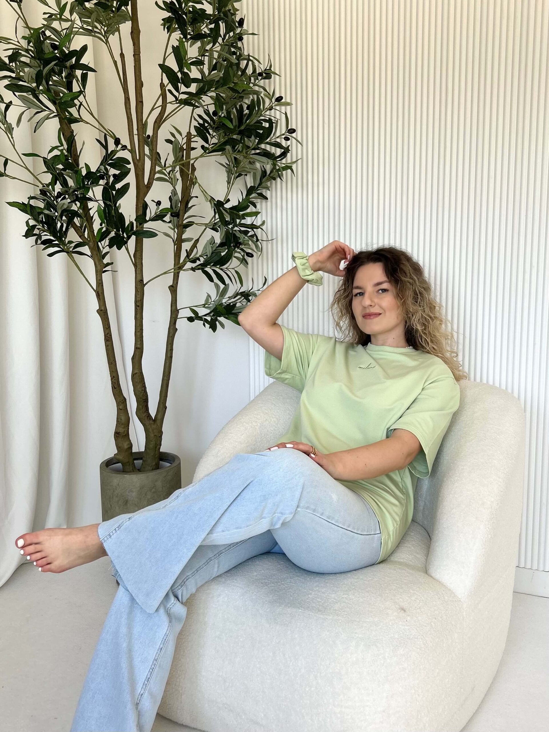 T- SHIRT MILUNA OVERSIZE pistacja