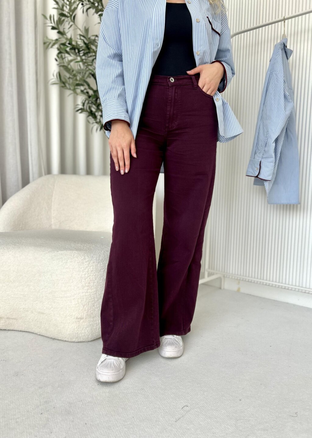 SPODNIE BORDO WIDE LEG