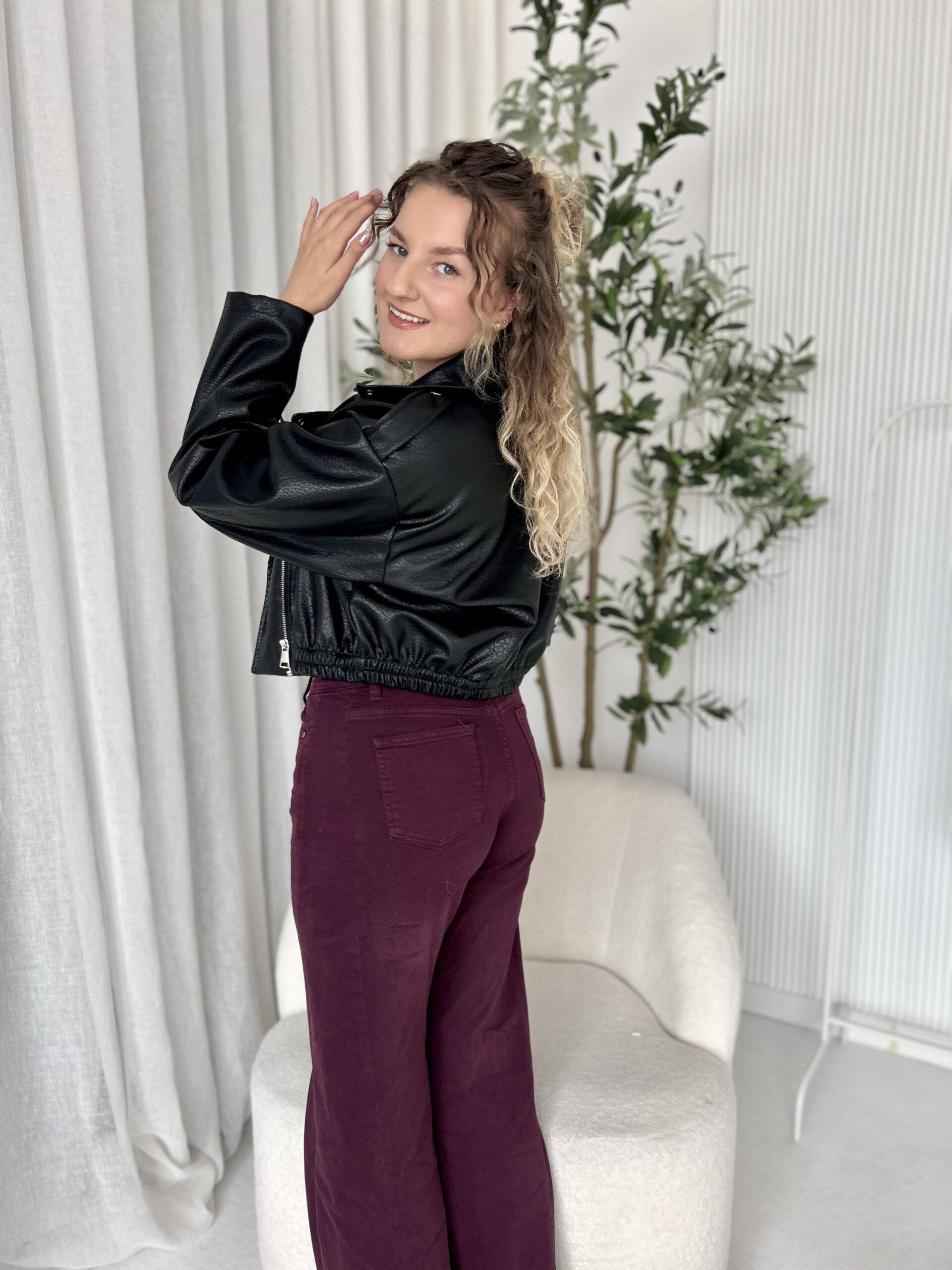 SPODNIE BORDO WIDE LEG - obrazek 2