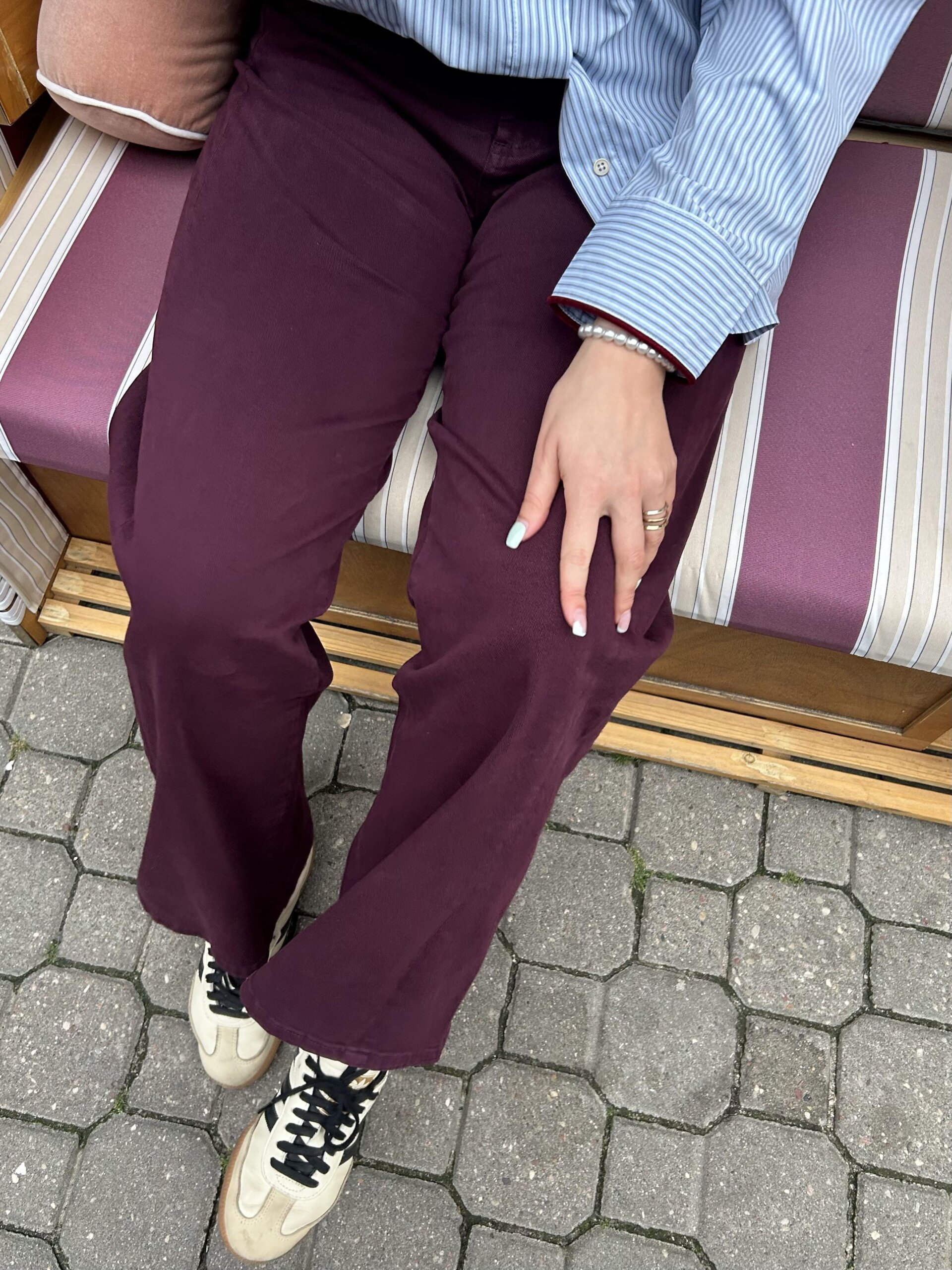 SPODNIE BORDO WIDE LEG - obrazek 5