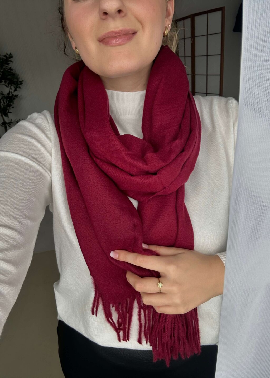 MIEKKI SZALIK Z WEŁNĄ I WISKOZĄ BORDO