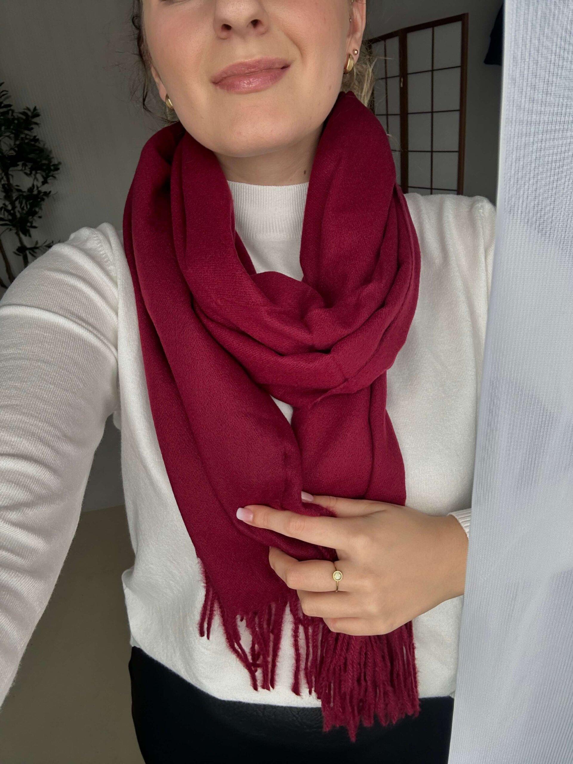 MIEKKI SZALIK Z WEŁNĄ I WISKOZĄ BORDO